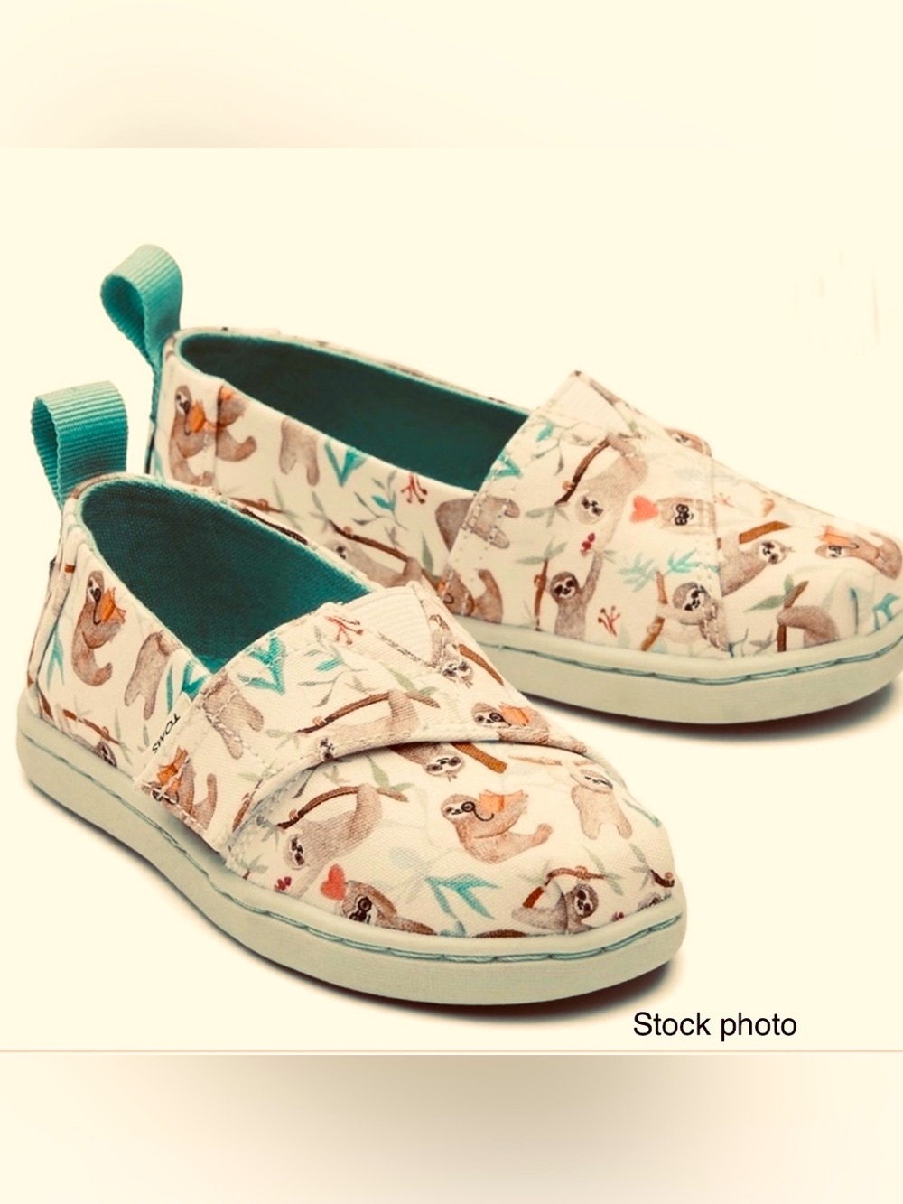 TOMS Sloth Print Youth Size 2 Eu 34 Slip On Shoes